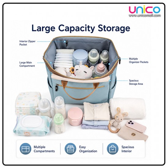 Large Capacity Multi-Function Diaper Backpack Travel Baby Bag