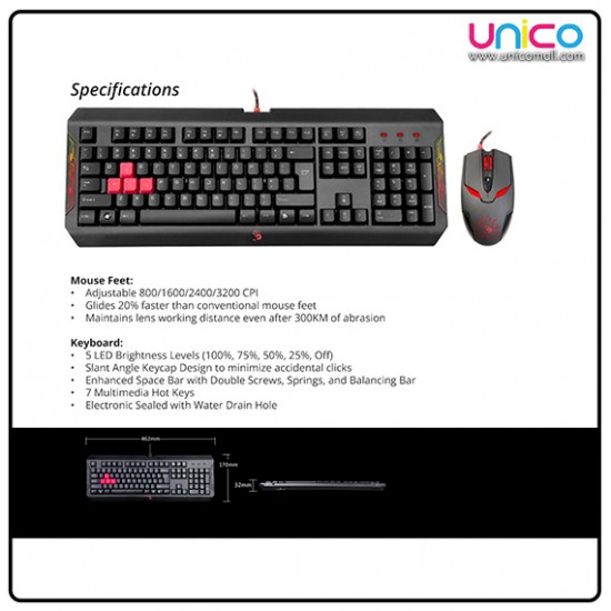 Bloody Q1100 Gaming Keyboard & Mouse – RGB Lighting, Water-Resistant, Adjustable DPI Bloody Q1100 Gaming Keyboard & Mouse – RGB Lighting, Water-Resistant, Adjustable DPI