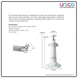 Adjustable IP Camera Wall Mount Bracket – 190mm & 150mm Height x 84mm Width for Secure Surveillance