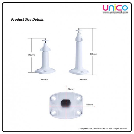 Adjustable IP Camera Wall Mount Bracket – 190mm & 150mm Height x 84mm Width for Secure Surveillance Adjustable IP Camera Wall Mount Bracket – 190mm & 150mm Height x 84mm Width for Secure Surveillance