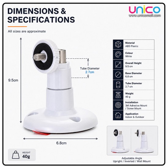 Security Camera Wall Mount Bracket with 3M Adhesive & Screws