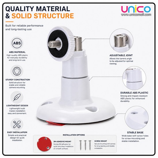 Security Camera Wall Mount Bracket with 3M Adhesive & Screws
