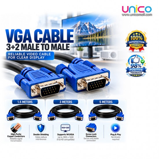 Infineo VGA Cable 3+2 Shielded Male to Male 1.5M 3M 5M