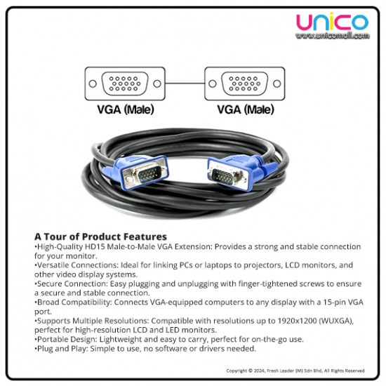 VGA Cable 3+2 Male to Male – Stable and Reliable Video Cable VGA Cable 3+2 Male to Male – Stable and Reliable Video Cable