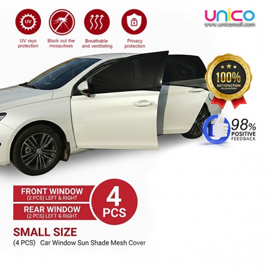 (4 PCS) Car Window Sun Shade Mesh Cover (Small, Front & Rear)