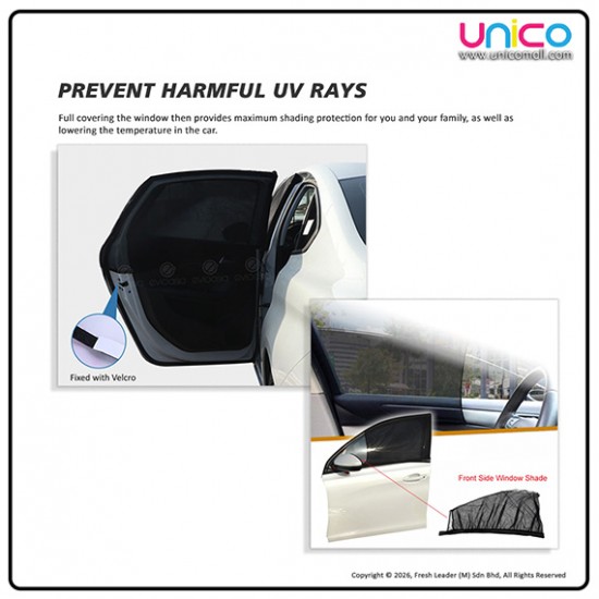 (4 PCS) Car Window Sun Shade Mesh Cover (Small, Front & Rear)
