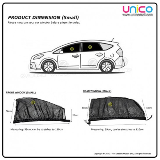(4 PCS) Car Window Sun Shade Mesh Cover (Small, Front & Rear)
