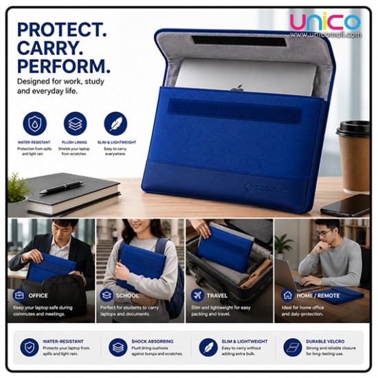 CASETEC Primero Water-Resistant Laptop Sleeve Bag 13.3-17 Inch