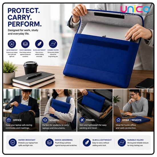 CASETEC Primero Water-Resistant Laptop Sleeve Bag 13.3-17 Inch