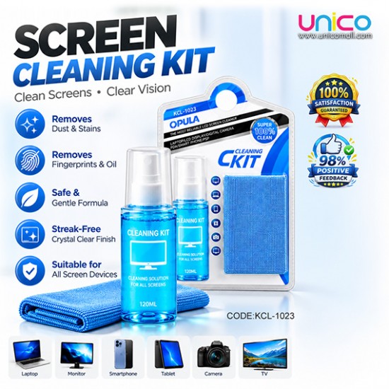 Screen Cleaning Kit 120ml with Microfiber Cloth for Laptop & TV