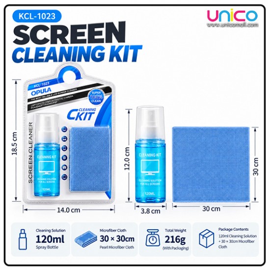 Screen Cleaning Kit 120ml with Microfiber Cloth for Laptop & TV