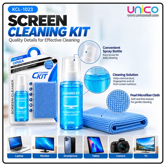 Screen Cleaning Kit 120ml with Microfiber Cloth for Laptop & TV