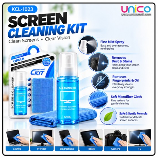 Screen Cleaning Kit 120ml with Microfiber Cloth for Laptop & TV
