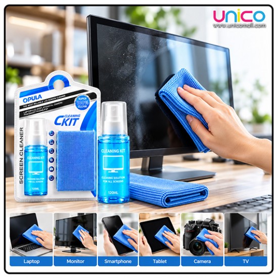 Screen Cleaning Kit 120ml with Microfiber Cloth for Laptop & TV