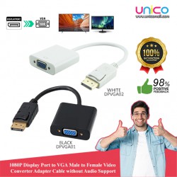1080P Display Port to VGA Male to Female Video Converter Adapter Cable without Audio Support