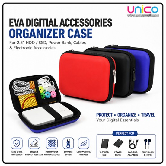 INFINEO EVA Digital Accessories Case for HDD SSD, Power Bank & Cables