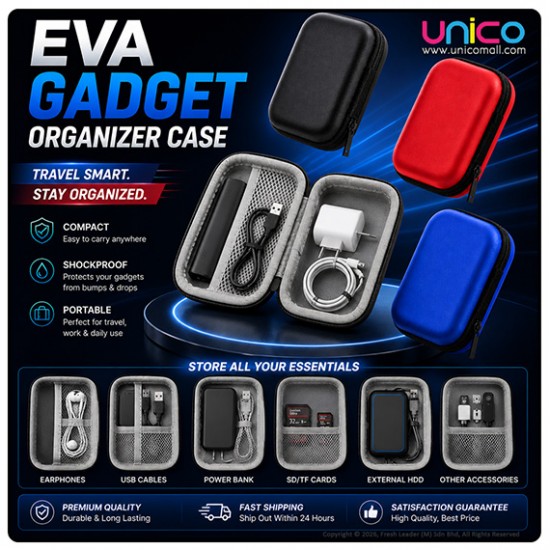 EVA Gadget Organizer Case – Travel Cable & Tech Accessories Bag