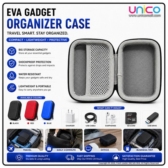EVA Gadget Organizer Case – Travel Cable & Tech Accessories Bag