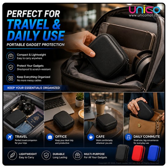 EVA Gadget Organizer Case – Travel Cable & Tech Accessories Bag
