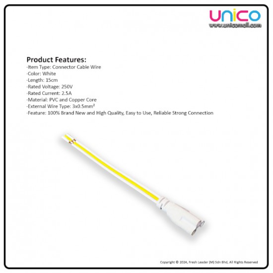 Single End 3 Pin LED Tube Connector Wire 15cm – 10 Pack for LED ...