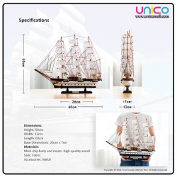Creative Wooden Ship Model 60cm – Premium Business Gift & Elegant Home Decor