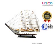 Elegant 80cm Wooden Sailboat - Feng Shui Decorative Piece for Home & Office