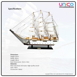 Elegant 80cm Wooden Sailboat - Feng Shui Decorative Piece for Home & Office