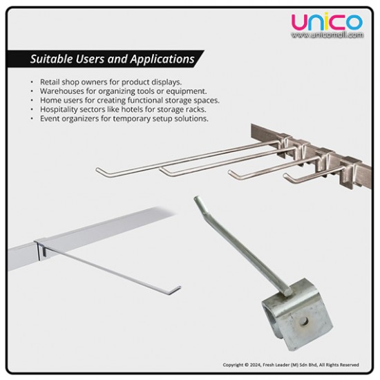 Retail Display Hook 150mm, 200mm, 250mm – Strong Rectangle Tube Hanging ...