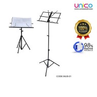 Portable Folding Music Stand Dual-Use – Desktop & Floor Sheet Book Stand with Clip Holder & Carry Bag