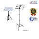 Portable Folding Music Stand Dual-Use – Desktop & Floor Sheet Book Stand with Clip Holder & Carry Bag