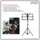Portable Folding Music Stand Dual-Use – Desktop & Floor Sheet Book Stand with Clip Holder & Carry Bag