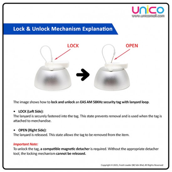 Retail Security Tag with Lanyard – AM 58KHz Anti-Theft System for Shops & Stores