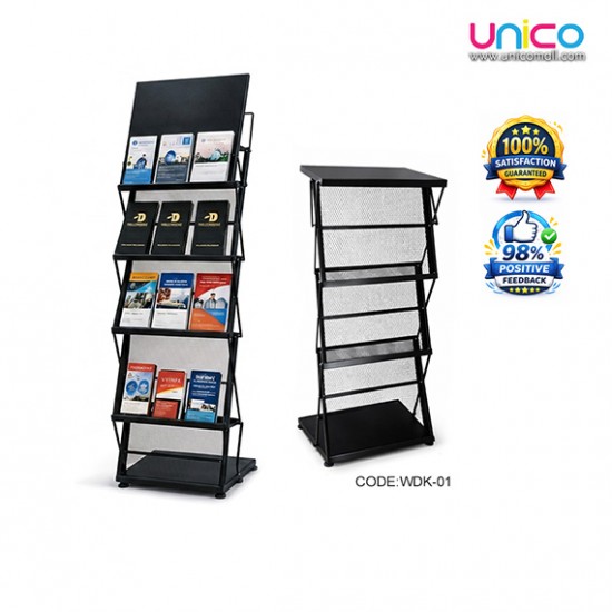 Heavy Duty 4 Tier Brochure Display Rack Metal Floor Stand Organizer