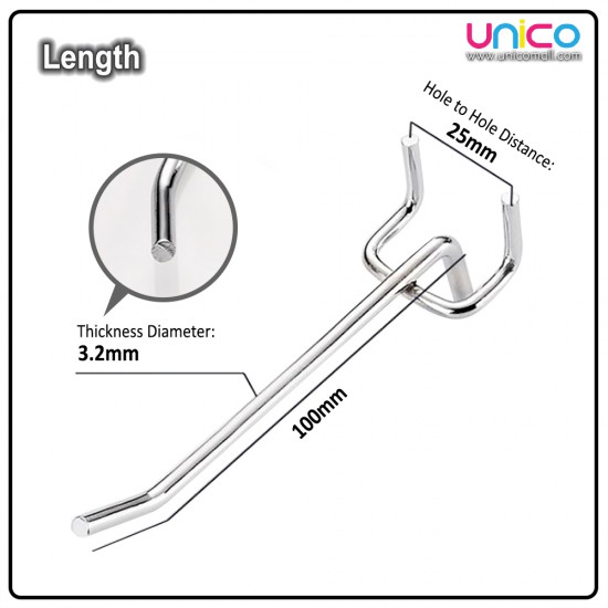 100mm Pegboard Hook Hanging Tool Storage Display (10pcs) 100mm Pegboard Hook Hanging Tool Storage Display (10pcs)