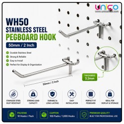 Pegboard Hooks 50mm (2 Inch) for Tool Storage & Display, 10 Pcs
