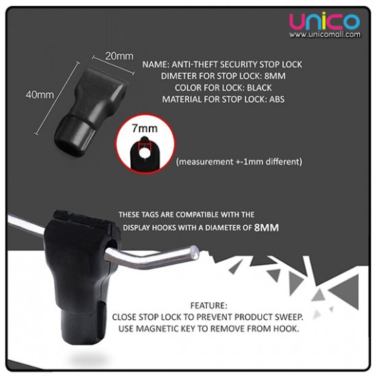 Evio Asia Anti-Theft 7mm Stop Lock – Secure Black Lock for Retail Hooks Evio Asia Anti-Theft 7mm Stop Lock – Secure Black Lock for Retail Hooks