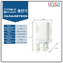 Infineo Quick Charge Type C Travel Charger Adapter