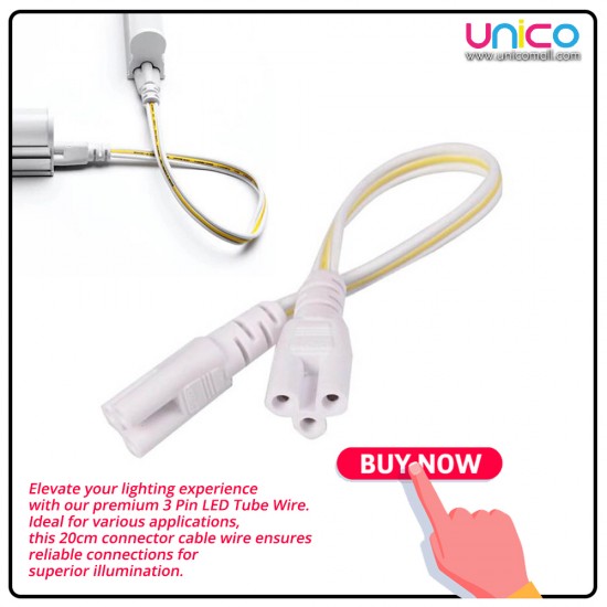 Durable 3 Pin LED Tube Wire – 20cm Double-End Connector for T4 T5 T8 Lights Durable 3 Pin LED Tube Wire – 20cm Double-End Connector for T4 T5 T8 Lights