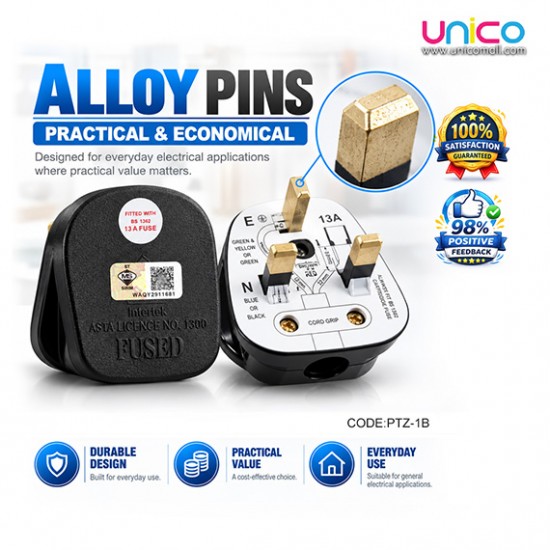 Malaysia 13A 3 Pin Fused Plug with Durable Alloy Pins