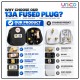 Malaysia 13A 3 Pin Fused Plug with Durable Alloy Pins