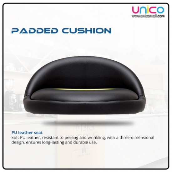 Modern PU Leather Bar Stool with Footrest | Black Modern PU Leather Bar Stool with Footrest | Black