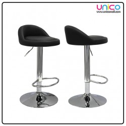 Modern PU Leather Bar Stool with Footrest | Silver