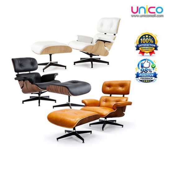 Luxury Swivel Leather Lounge Chair with Ottoman, Modern Comfort