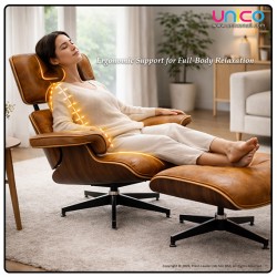 Luxury Swivel Leather Lounge Chair with Ottoman, Modern Comfort