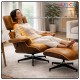 Luxury Swivel Leather Lounge Chair with Ottoman, Modern Comfort