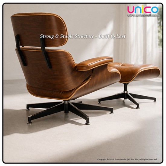 Luxury Swivel Leather Lounge Chair with Ottoman, Modern Comfort