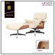 Luxury Swivel Leather Lounge Chair with Ottoman, Modern Comfort