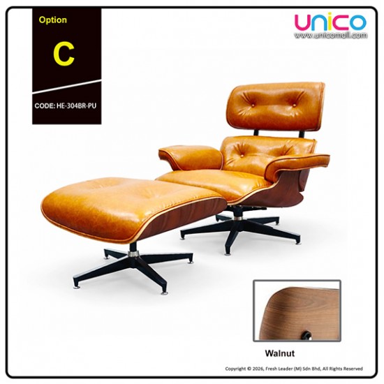 Luxury Swivel Leather Lounge Chair with Ottoman, Modern Comfort