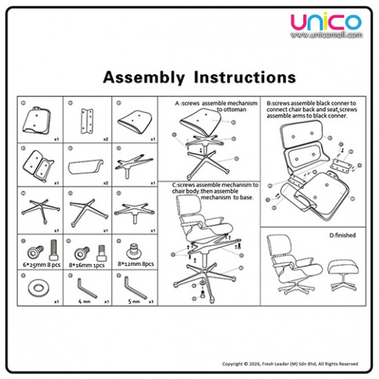 Luxury Swivel Leather Lounge Chair with Ottoman, Modern Comfort