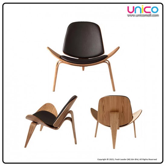Modern Nordic Accent Chair – Wooden Lounge Chair with PU Leather or Fabric Seat Modern Nordic Accent Chair – Wooden Lounge Chair with PU Leather or Fabric Seat